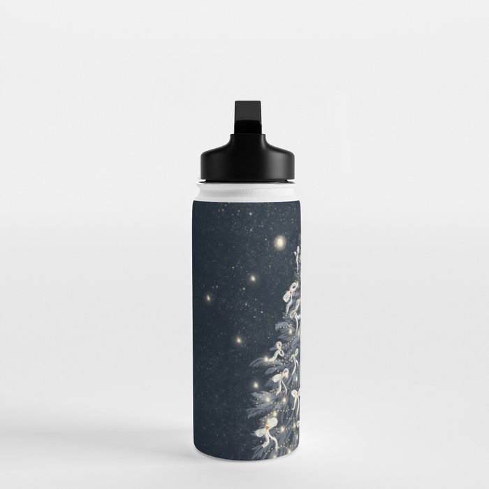 Elegant Starry Night Christmas Tree with Angelic Bows Water Bottle Gallery Image 3