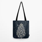 Elegant Starry Night Christmas Tree with Angelic Bows Tote Bag Gallery Image 2