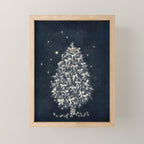 Elegant Starry Night Christmas Tree with Angelic Bows Mini Art Print Gallery Image 1
