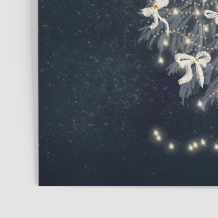 Elegant Starry Night Christmas Tree with Angelic Bows Poster Gallery Image 3