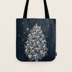 Elegant Starry Night Christmas Tree with Angelic Bows Tote Bag Gallery Image 1