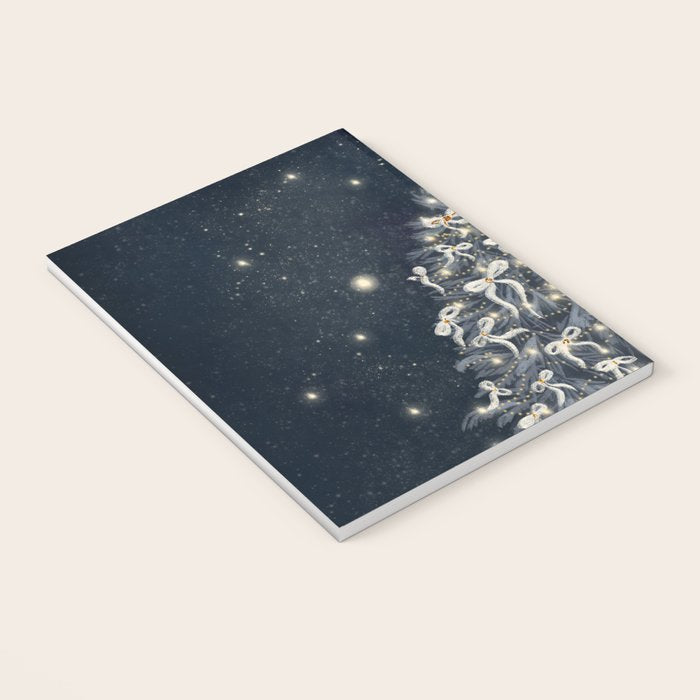 Elegant Starry Night Christmas Tree with Angelic Bows Notebook Gallery Image 3