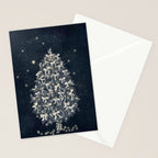 Elegant Starry Night Christmas Tree with Angelic Bows Stationery Card Gallery Image 2