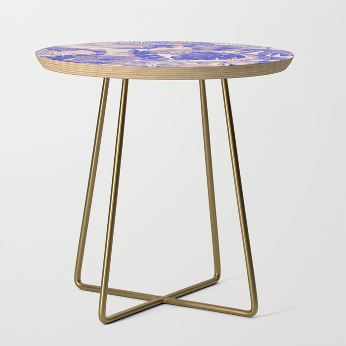 Blue and pink leafy jungle J Side Table Gallery Image 1
