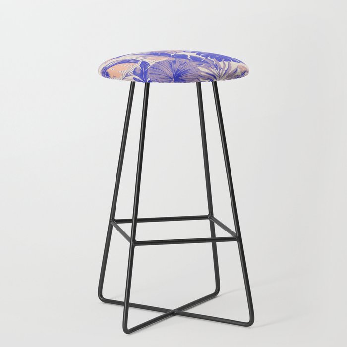 Blue and pink leafy jungle J Stool Gallery Image 1
