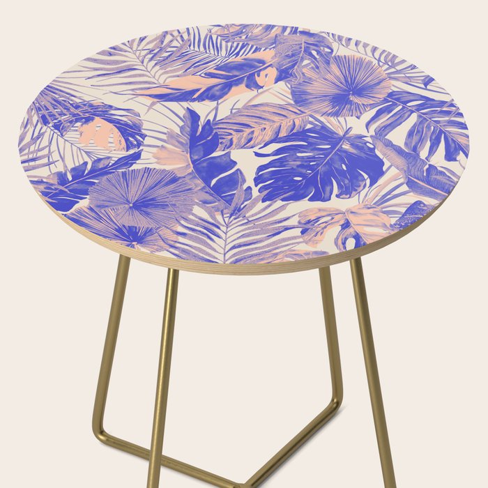 Blue and pink leafy jungle J Side Table Gallery Image 2