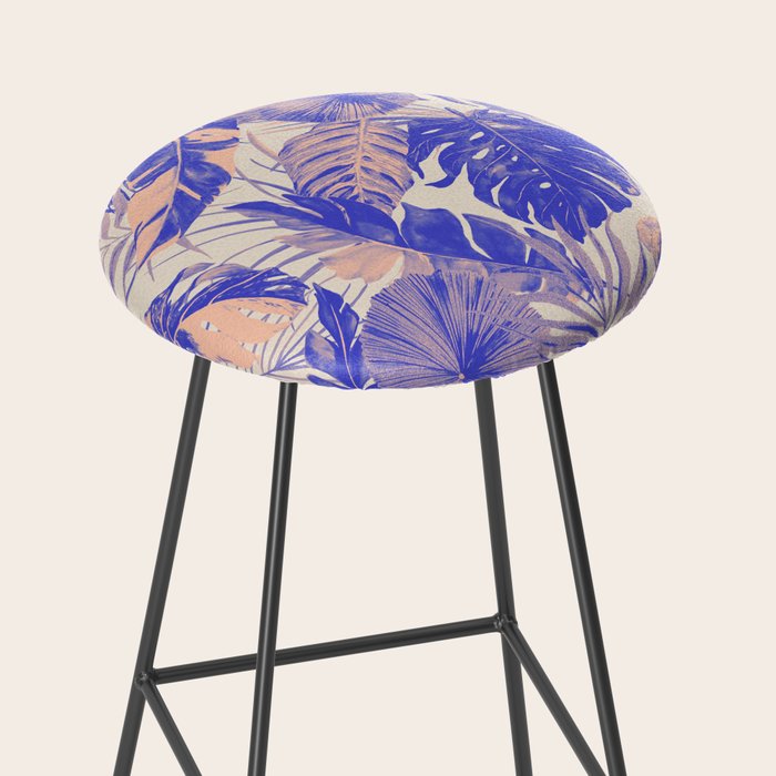 Blue and pink leafy jungle J Stool Gallery Image 2