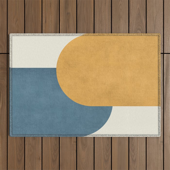 Halfmoon Colorblock - Gold Blue Outdoor Rug Gallery Image 1
