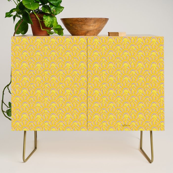 Art Deco Shells in Gold & Orange Credenza Gallery Image 1