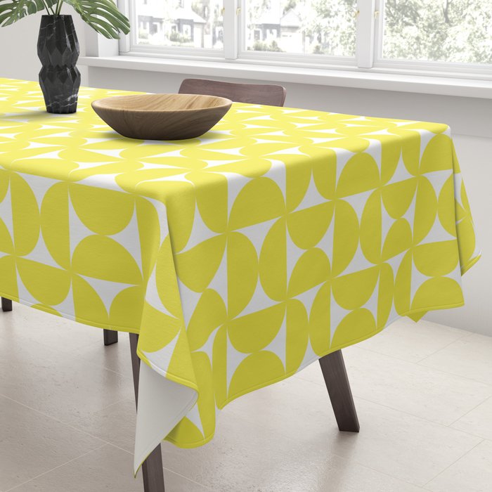 Patterned Geometric Shapes CLV Bright Yellow Tablecloth Gallery Image 3