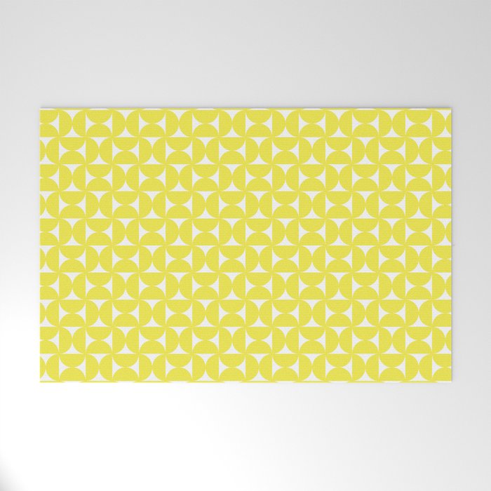 Patterned Geometric Shapes CLV Bright Yellow Welcome Mat Gallery Image 1