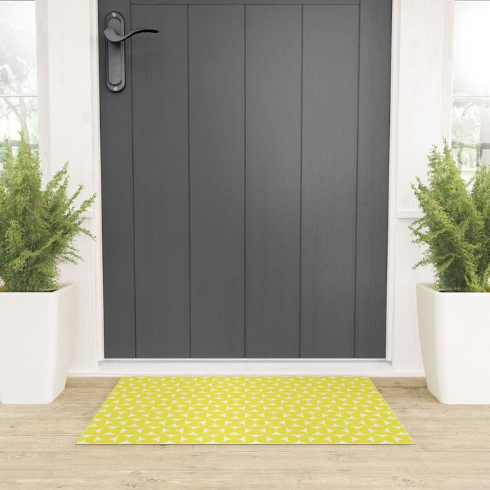 Patterned Geometric Shapes CLV Bright Yellow Welcome Mat Gallery Image 3