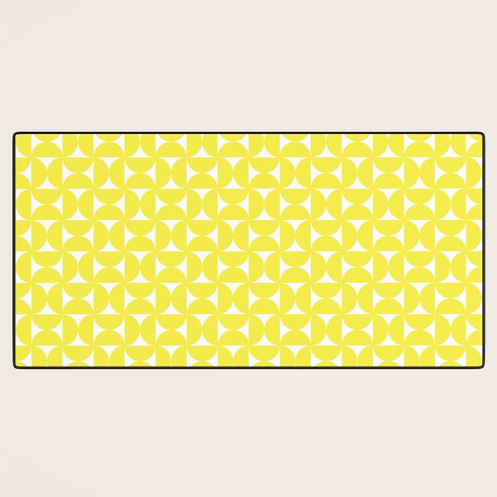 Patterned Geometric Shapes CLV Bright Yellow Desk Mat Gallery Image 3