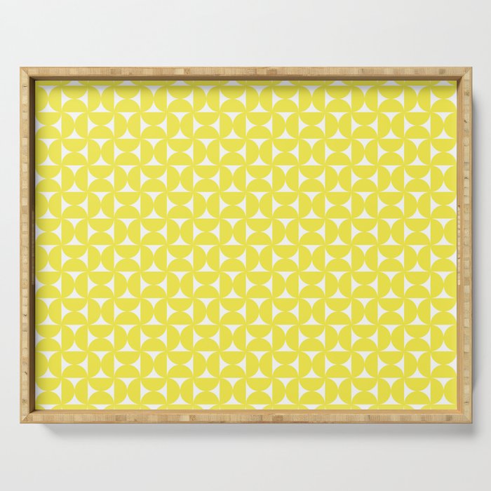 Patterned Geometric Shapes CLV Bright Yellow Serving Tray Gallery Image 1