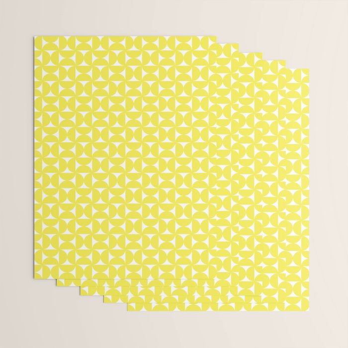 Patterned Geometric Shapes CLV Bright Yellow Wrapping Paper Gallery Image 3
