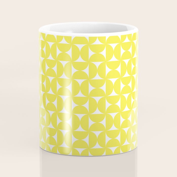 Patterned Geometric Shapes CLV Bright Yellow Coffee Mug Gallery Image 4