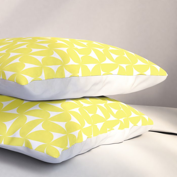Patterned Geometric Shapes CLV Bright Yellow Pillow Sham Gallery Image 3