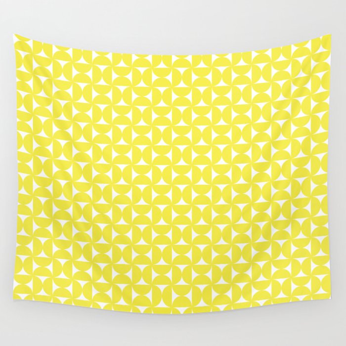 Patterned Geometric Shapes CLV Bright Yellow Wall Tapestry Gallery Image 4