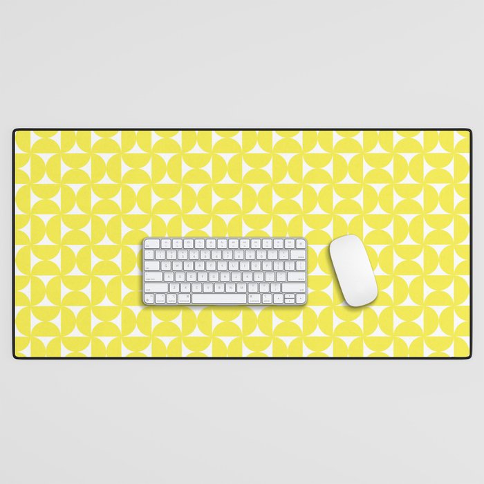 Patterned Geometric Shapes CLV Bright Yellow Desk Mat Gallery Image 1