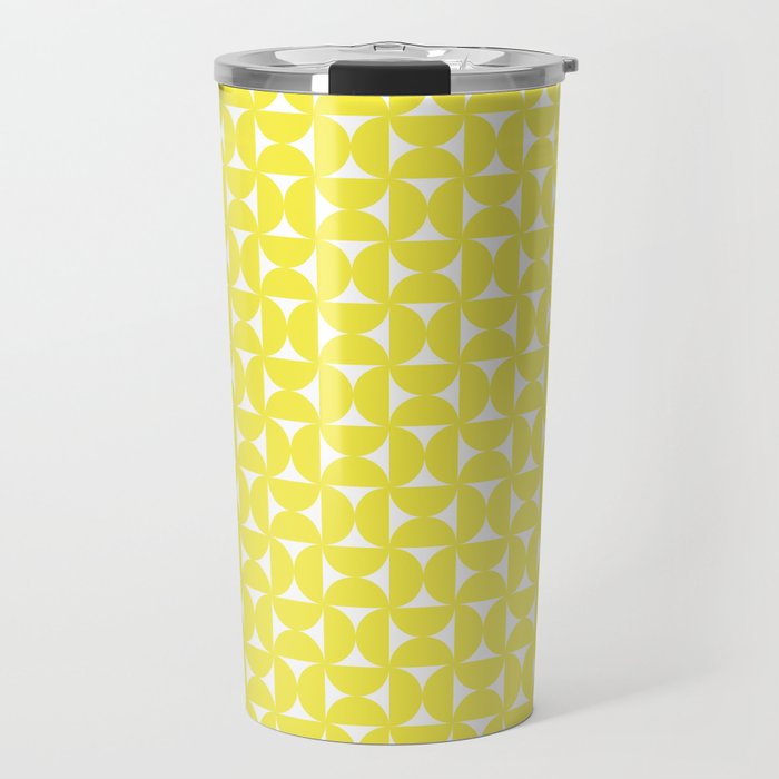 Patterned Geometric Shapes CLV Bright Yellow Travel Mug Gallery Image 1