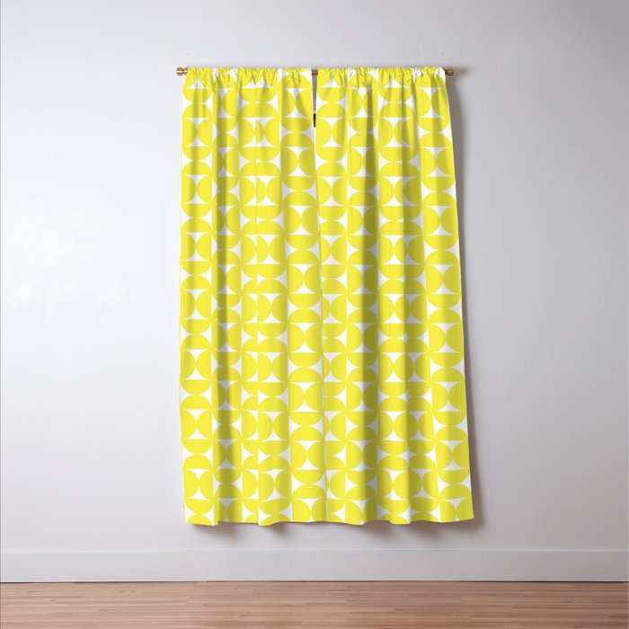 Patterned Geometric Shapes CLV Bright Yellow Window Curtain Gallery Image 3