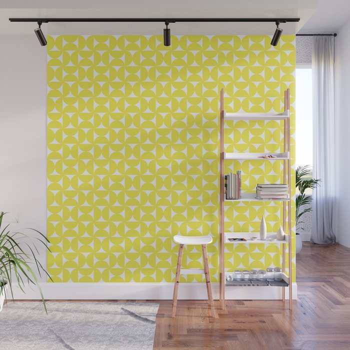 Patterned Geometric Shapes CLV Bright Yellow Wall Mural Gallery Image 1