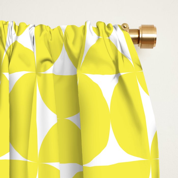 Patterned Geometric Shapes CLV Bright Yellow Window Curtain Gallery Image 2