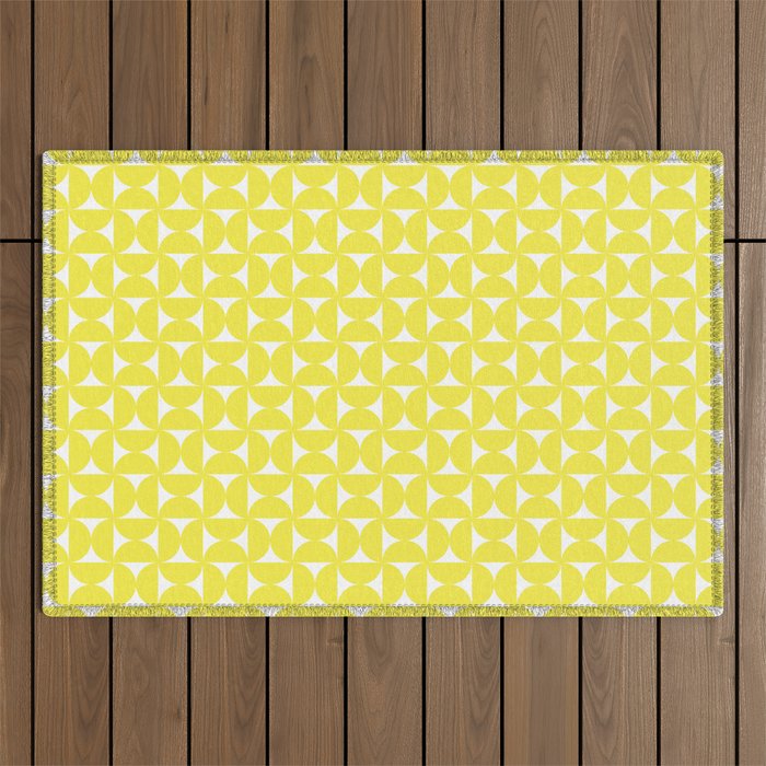 Patterned Geometric Shapes CLV Bright Yellow Outdoor Rug Gallery Image 1