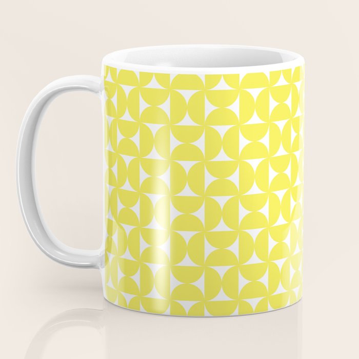 Patterned Geometric Shapes CLV Bright Yellow Coffee Mug Gallery Image 3