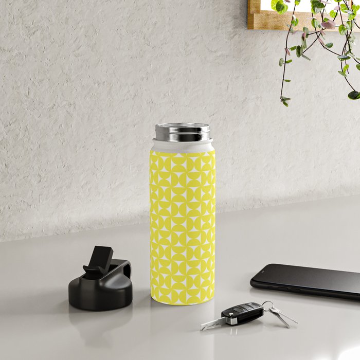 Patterned Geometric Shapes CLV Bright Yellow Water Bottle Gallery Image 4