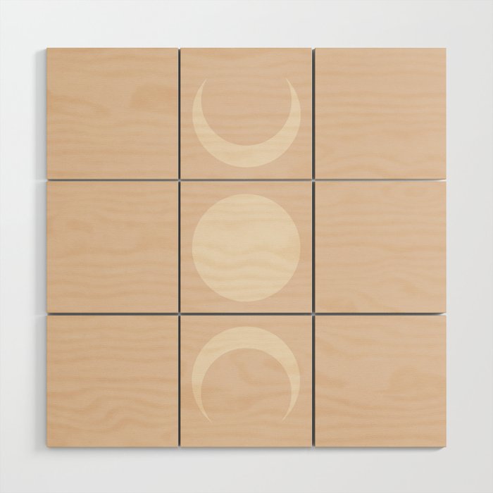 Moon Shapes Minimalism - Ethereal Light Wood Wall Art Gallery Image 1