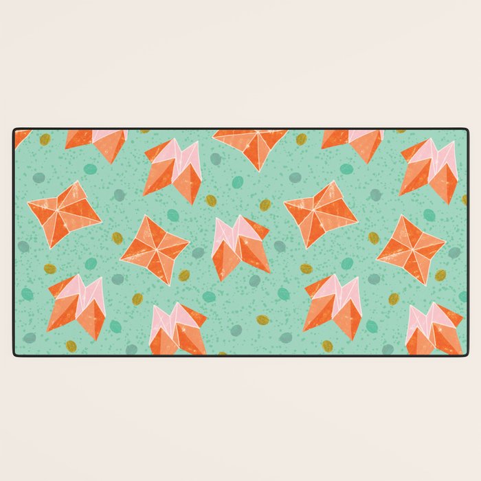 Origami Fortune Teller in Seafoam Green & Orange Desk Mat Gallery Image 3