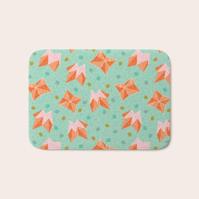 Origami Fortune Teller in Seafoam Green & Orange Bath Mat Gallery Image 1