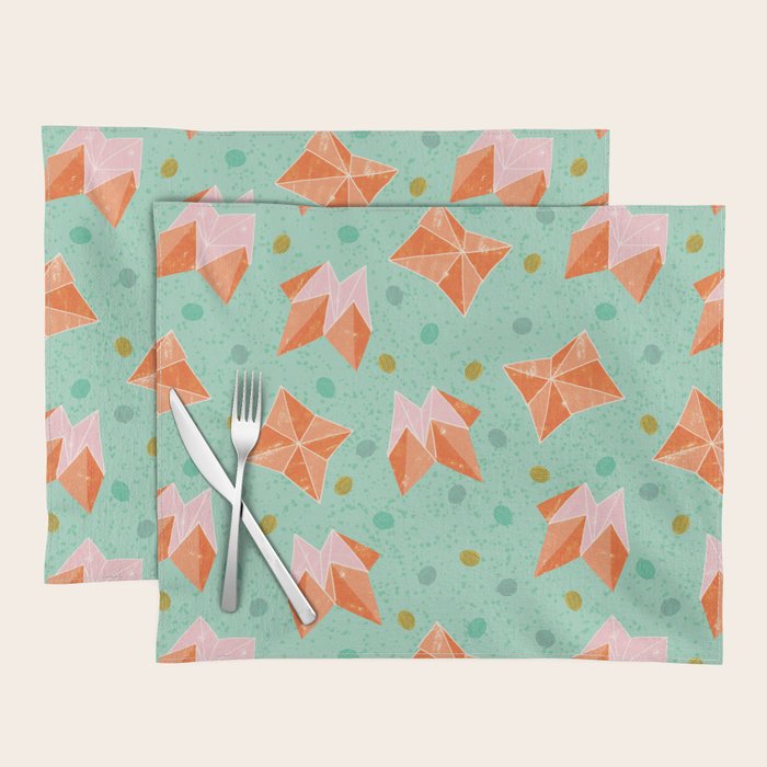 Origami Fortune Teller in Seafoam Green & Orange Placemat Gallery Image 1