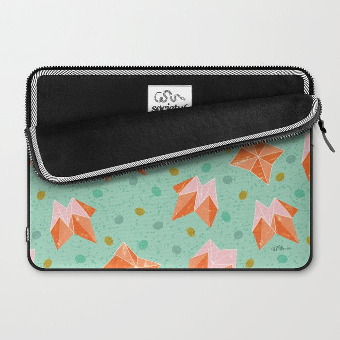 Origami Fortune Teller in Seafoam Green & Orange Laptop Sleeve Gallery Image 2