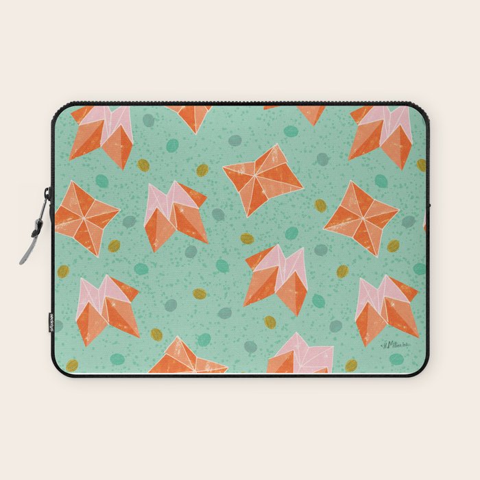 Origami Fortune Teller in Seafoam Green & Orange Laptop Sleeve Gallery Image 1
