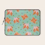 Origami Fortune Teller in Seafoam Green & Orange Laptop Sleeve Gallery Image 1