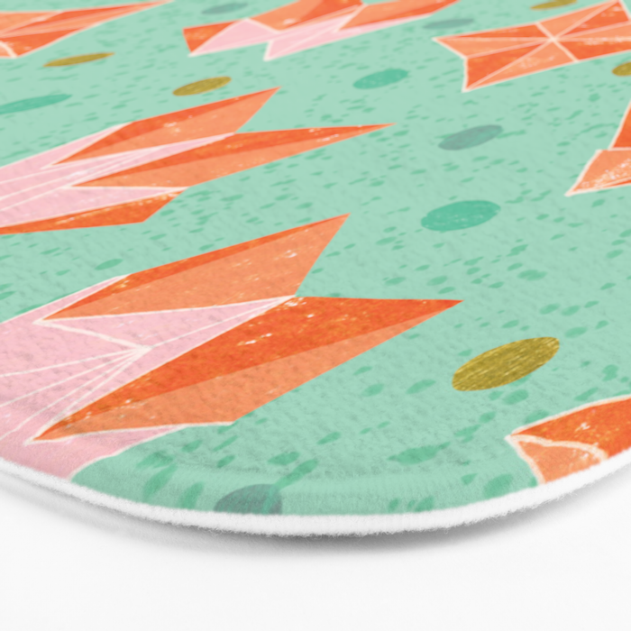 Origami Fortune Teller in Seafoam Green & Orange Bath Mat Gallery Image 3