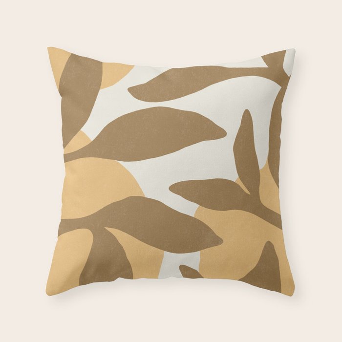 Botanic Abstract - Gold Brown Throw Pillow Gallery Image 1
