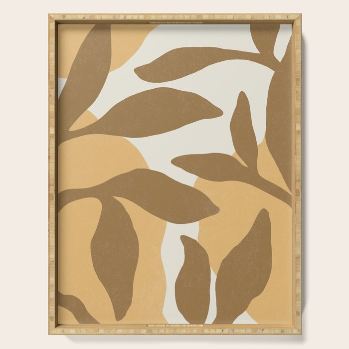 Botanic Abstract - Gold Brown Serving Tray Gallery Image 1