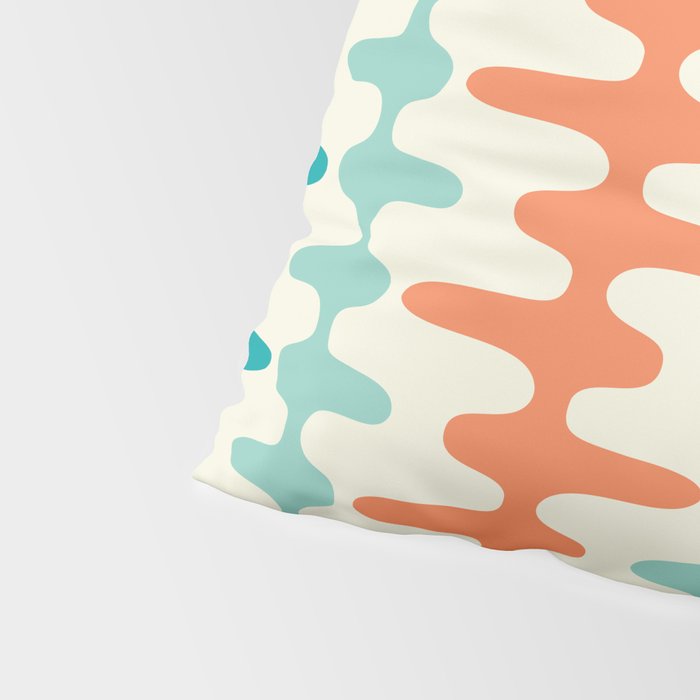 Retro Mid Century Modern Trellis Print Orange and Teal Pillow Sham Gallery Image 4