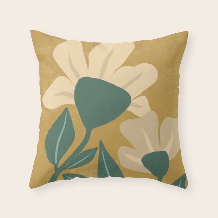 Happy Flowers Throw Pillow Gallery Image 1