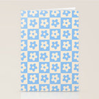 90s flowers checkers cream and blue Stationery Card Gallery Image 2