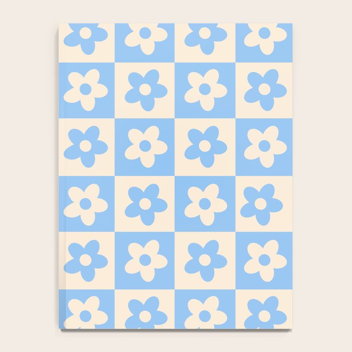 90s flowers checkers cream and blue Notebook Gallery Image 4