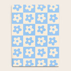 90s flowers checkers cream and blue Notebook Gallery Image 4