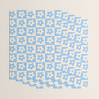 90s flowers checkers cream and blue Wrapping Paper Gallery Image 3