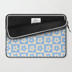 90s flowers checkers cream and blue Laptop Sleeve Gallery Image 2