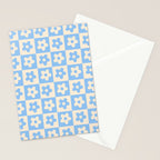 90s flowers checkers cream and blue Stationery Card Gallery Image 2