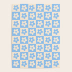 90s flowers checkers cream and blue Poster Gallery Image 4