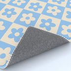 90s flowers checkers cream and blue Rug Gallery Image 4